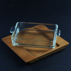 Szklany teakowy kabaret