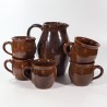 Brązowy zestaw ceramiczny dzbanek kubki