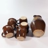 Brązowy zestaw ceramiczny dzbanek kubki