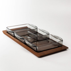 Szklany teakowy kabaret