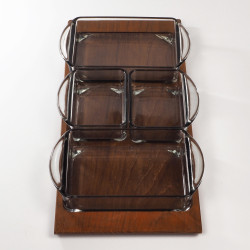 Szklany teakowy kabaret