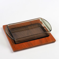 Szklany teakowy kabaret