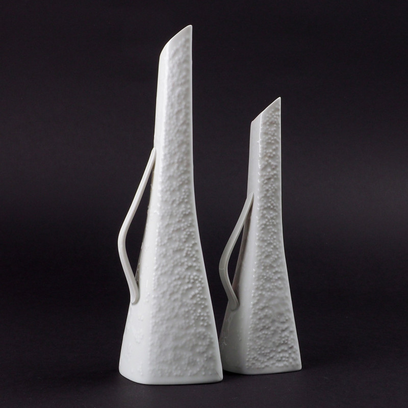 Porcelanowe białe wazony Hans Achtziger Hutschenreuther
