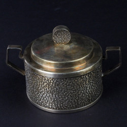 Modernistyczna posrebrzana cukiernica Hefra