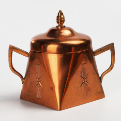 Miedziany garnitur zestaw do kawy herbaty Art Deco